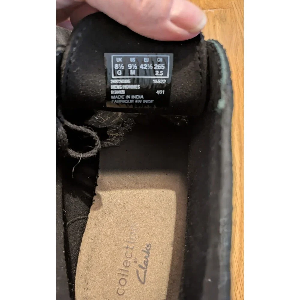 Clarks Mens Leather Suede Black Casual Desert Boots Shoes Size US 9.5 / EU 43